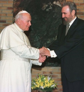 Pope John Paul II meets Cuban President Fidel Castro Jan. 22, 1998. (CNS/Reuters)