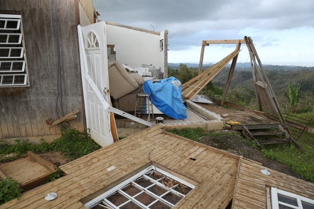 A destroyed home is seen Oct. 24 in a remote area outside Las Marias, Puerto Rico, more than one month after Hurricane Maria devastated the island. (CNS photo/Bob Roller)